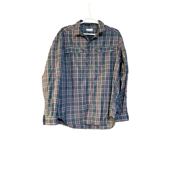 Columbia Omni-Shade Plaid Long Sleeve Shirt M Roll Tab Sleeves Outdoos Hiking - Picture 1 of 16
